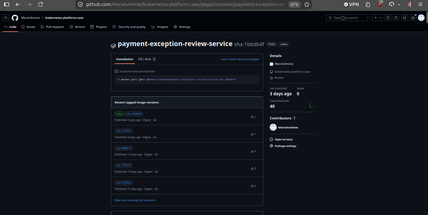 GHCR package proof for the Spring Boot service
